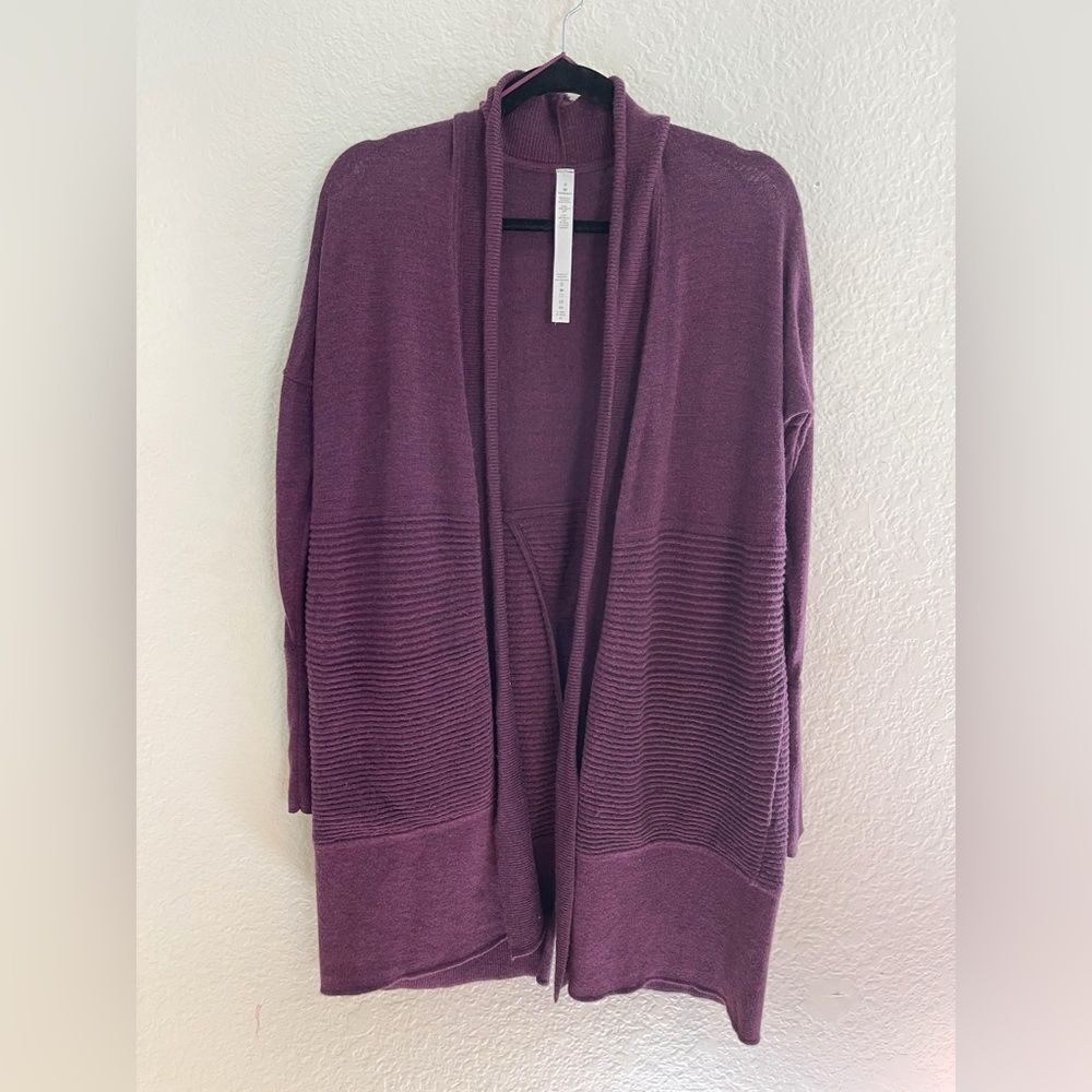 Lululemon Sit In Lotus Sweater Cardigan Wrap II Heathered Plum size 6 - Picture 2 of 7